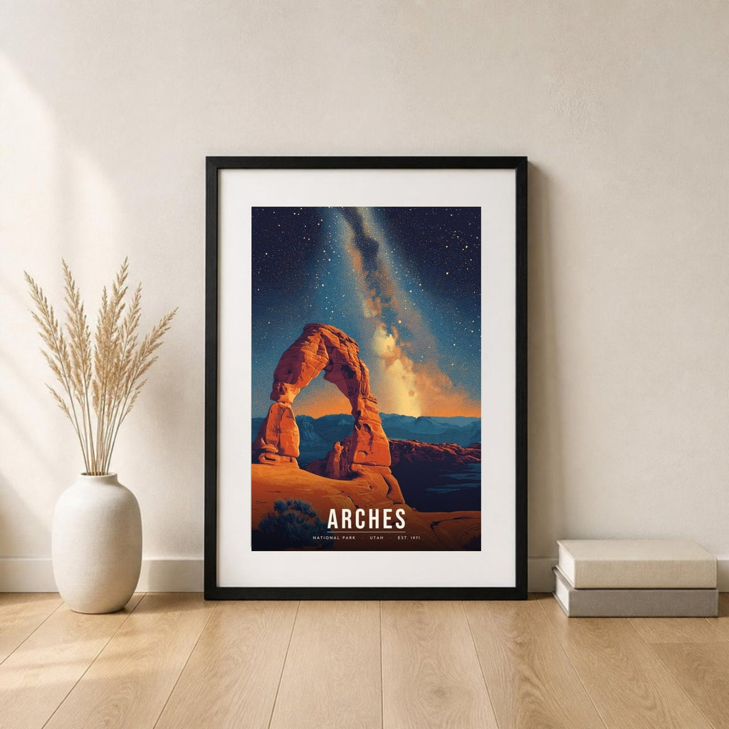 Arches poster in a frame leaning on the floor (frame not included)