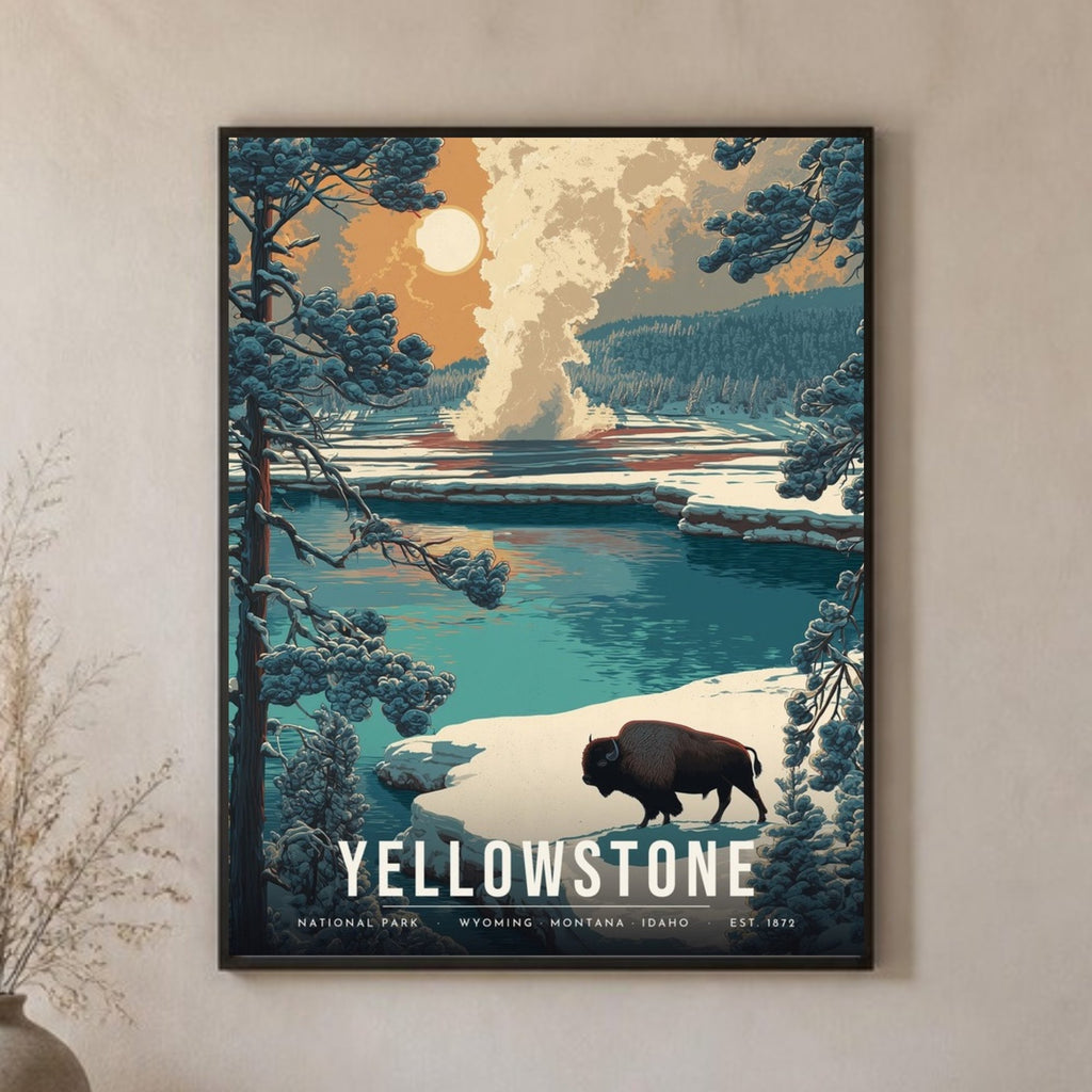 Yellowstone bison poster close-up