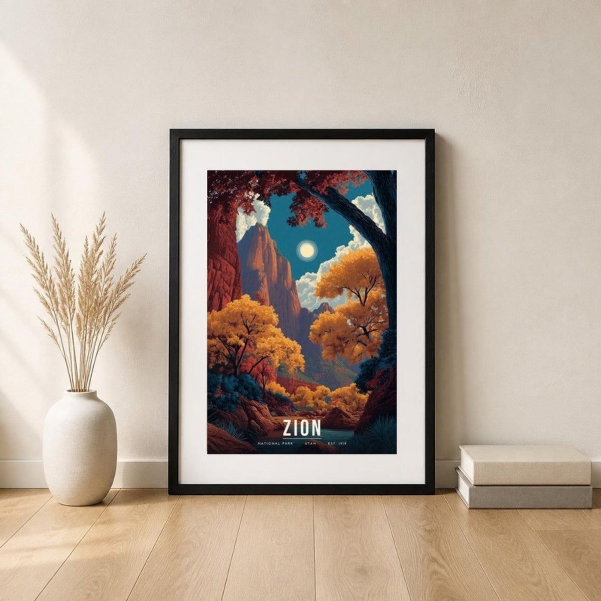 Zion autumn poster in a frame leaning on the floor (frame not included)