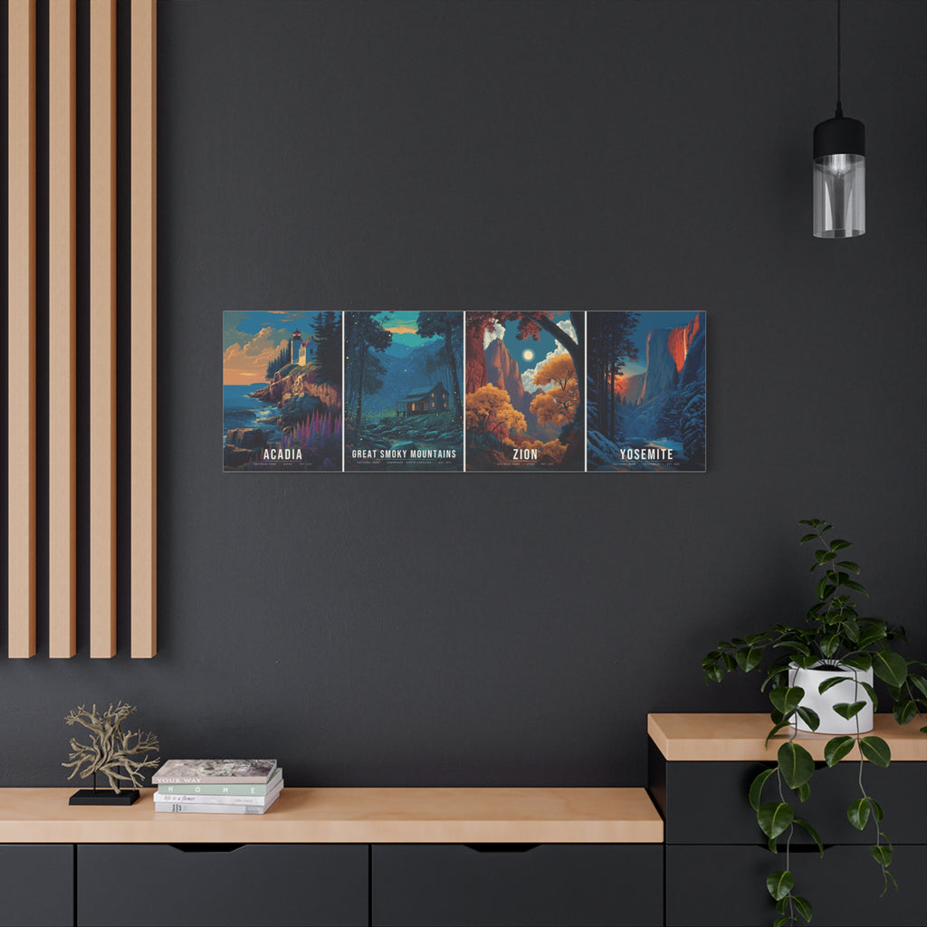 Four Seasons Canvas: Acadia, Great Smoky Mountains, Zion, Yosemite