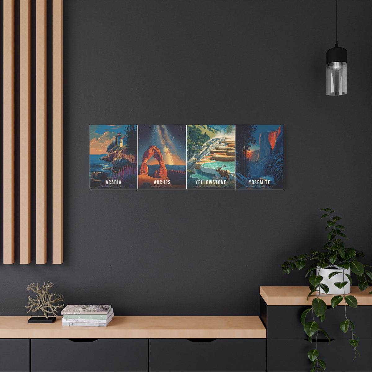 The Signature Four Canvas: Acadia, Arches, Yellowstone, Yosemite
