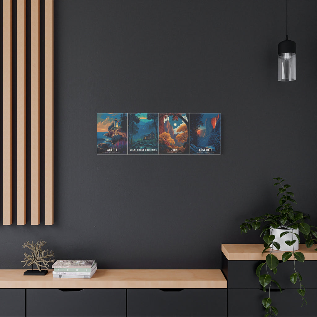 Four Seasons Canvas: Acadia, Great Smoky Mountains, Zion, Yosemite