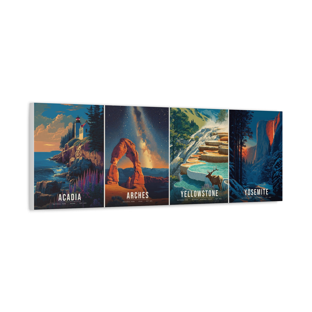 The Signature Four Canvas: Acadia, Arches, Yellowstone, Yosemite