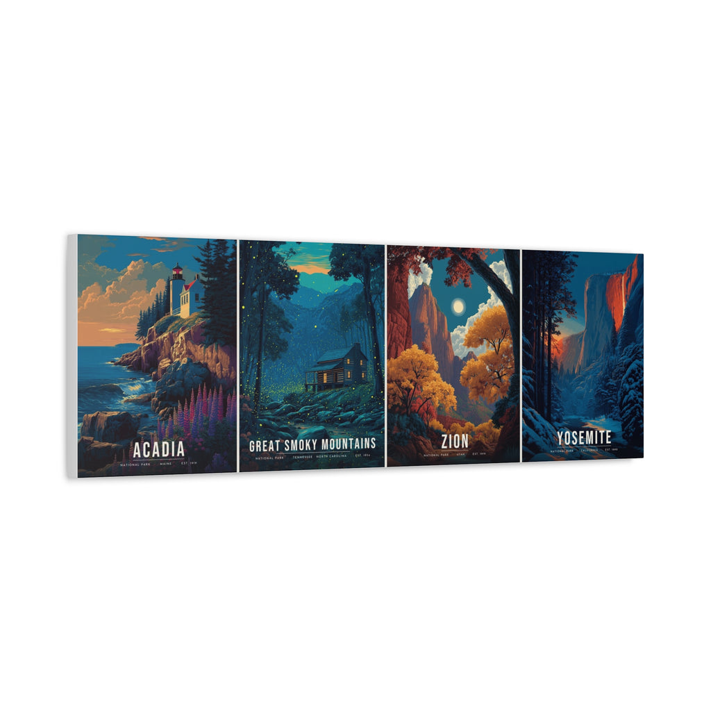 Four Seasons Canvas: Acadia, Great Smoky Mountains, Zion, Yosemite