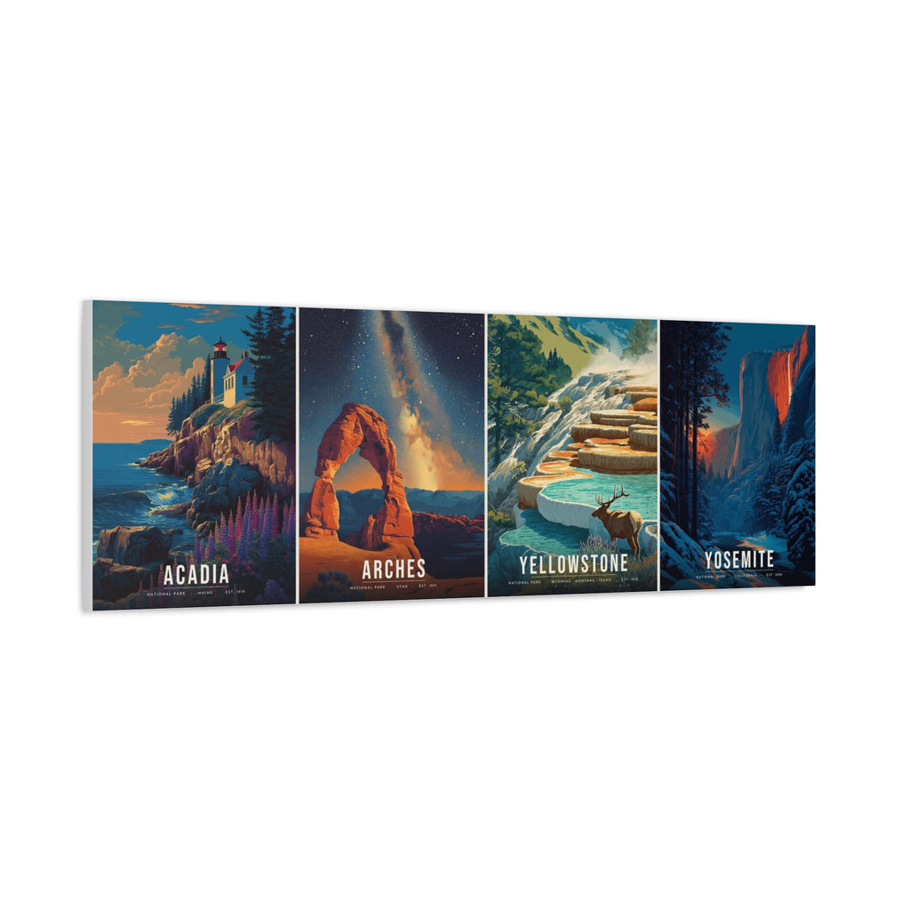 The Signature Four Canvas: Acadia, Arches, Yellowstone, Yosemite