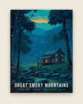 Great Smoky Mountains: Firefly Cabin poster, full artwork