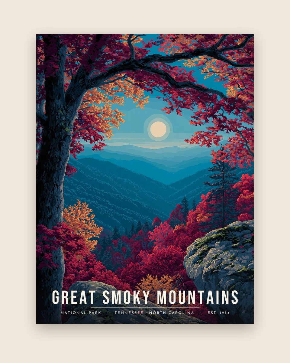 Great Smoky Mountains: Autumn Ridges poster, full artwork