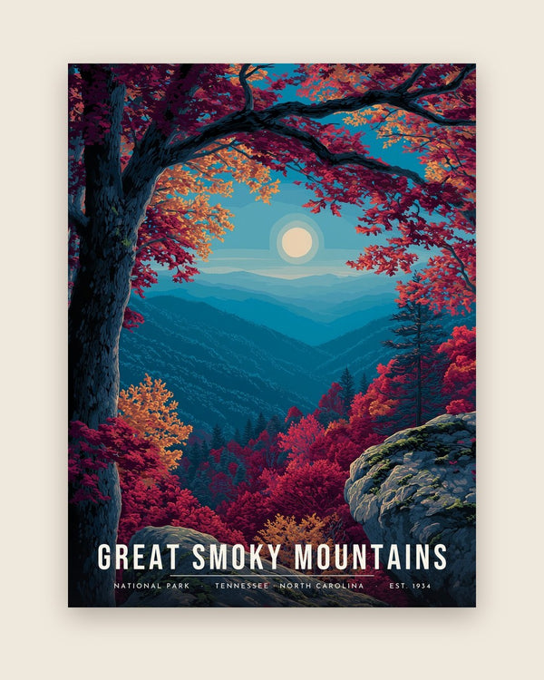 Great Smoky Mountains: Autumn Ridges poster, full artwork