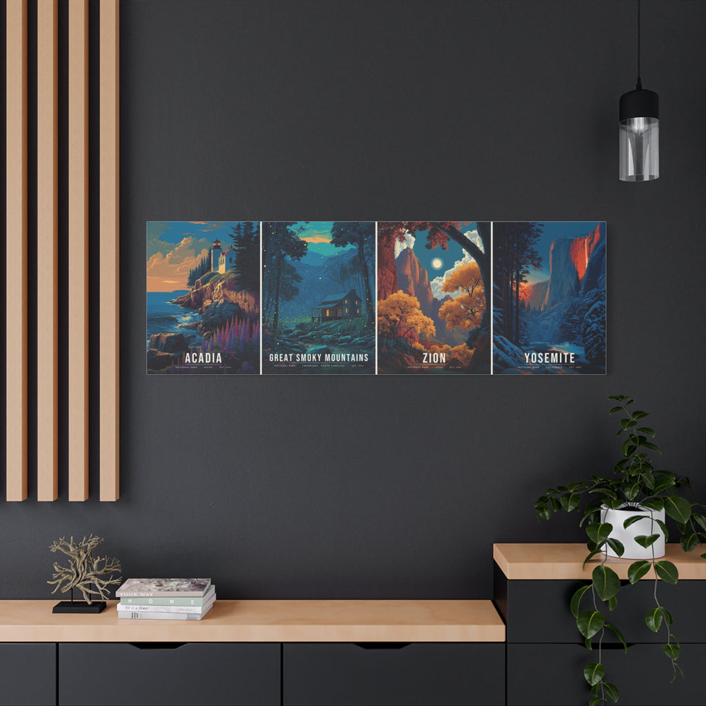 Four Seasons Canvas: Acadia, Great Smoky Mountains, Zion, Yosemite