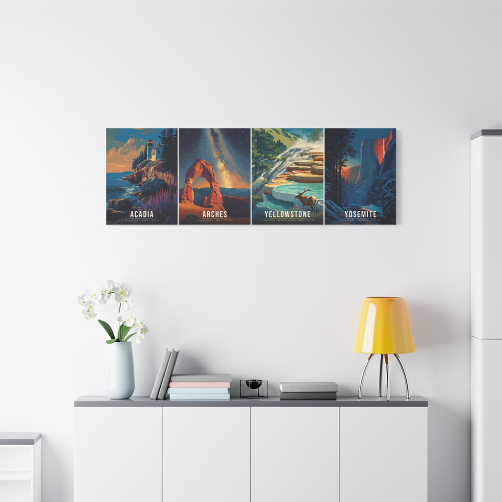 The Signature Four Canvas: Acadia, Arches, Yellowstone, Yosemite