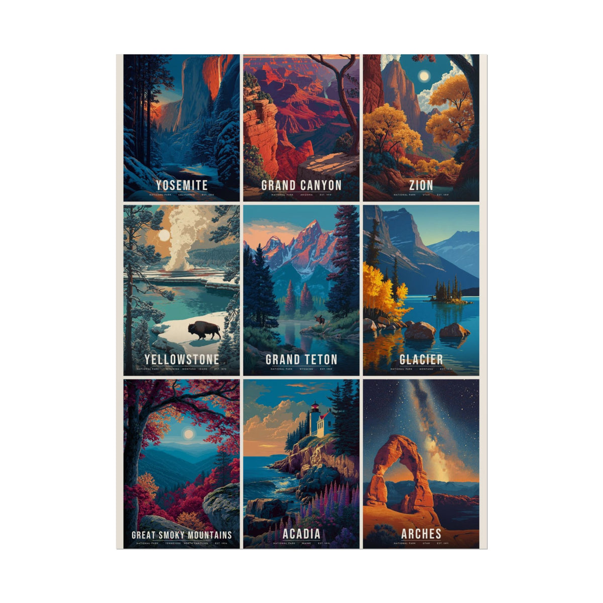 All Nine Parks Collage Poster