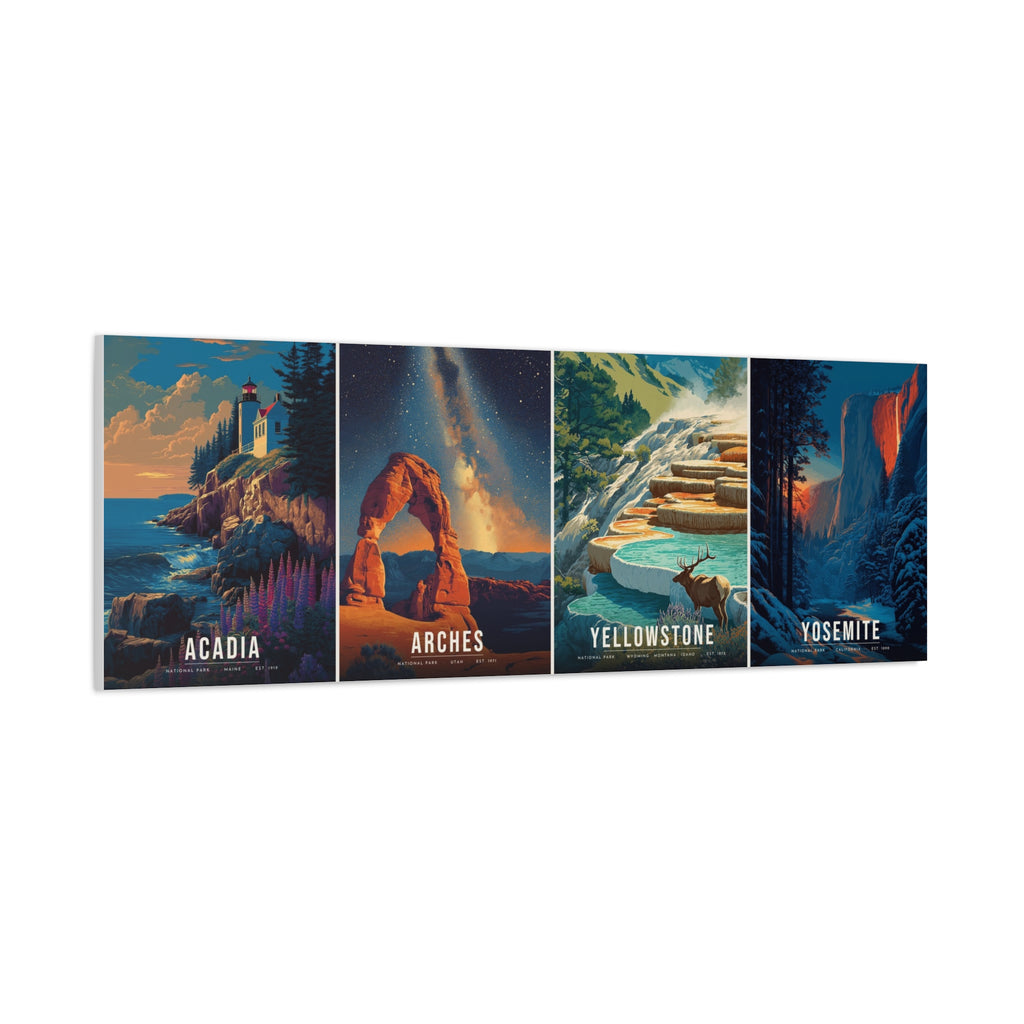 The Signature Four Canvas: Acadia, Arches, Yellowstone, Yosemite
