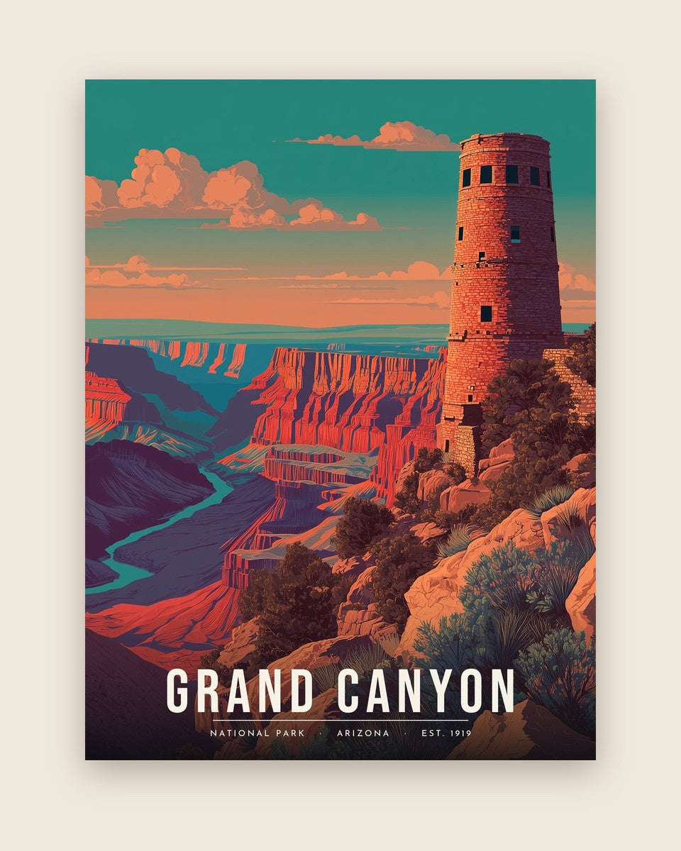 Grand Canyon: Desert View Watchtower poster, full artwork