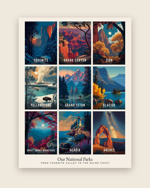 All Nine Parks collage poster, full artwork
