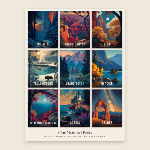 All Nine Parks collage poster, full artwork