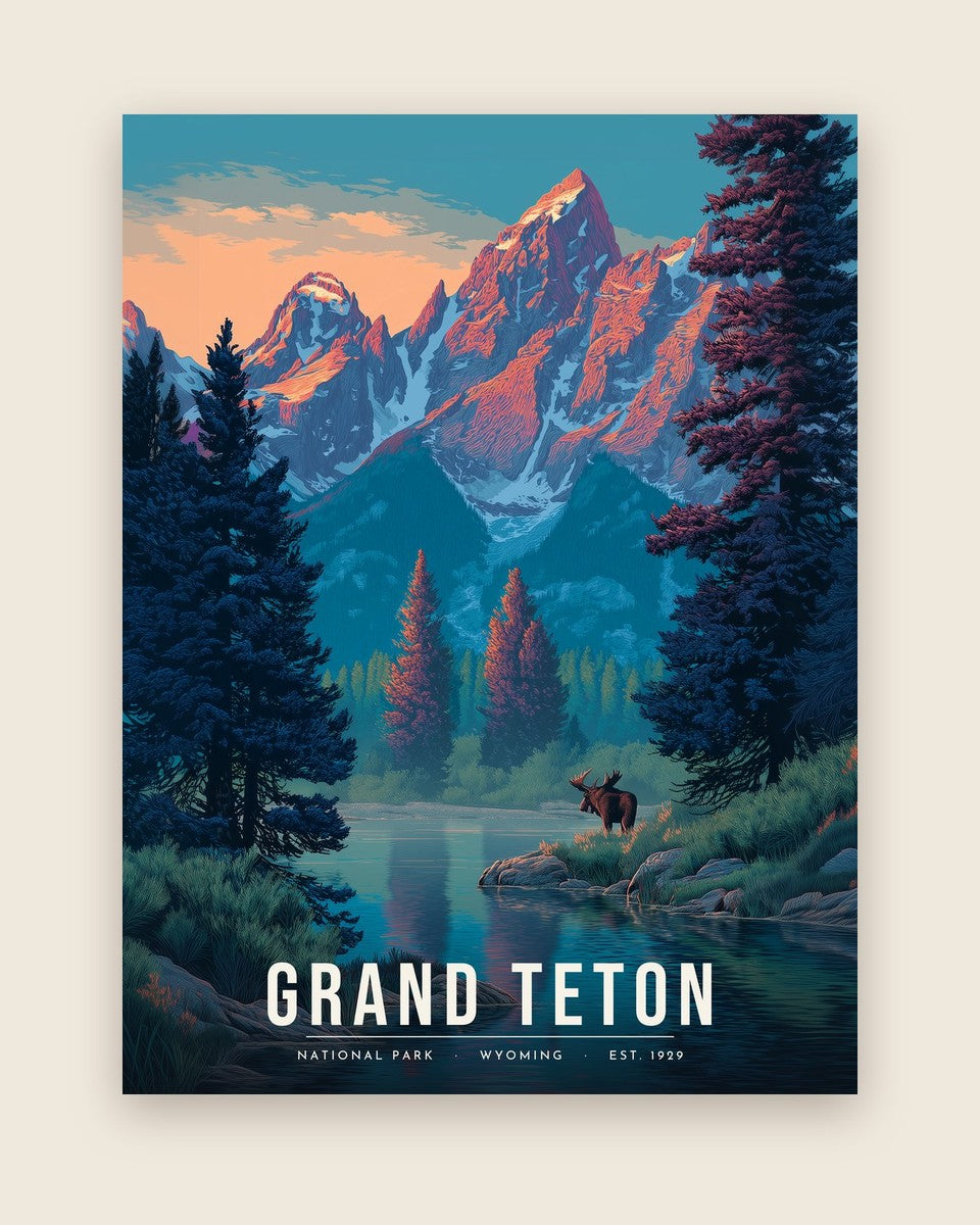 Grand Teton: Moose at Dawn poster, full artwork