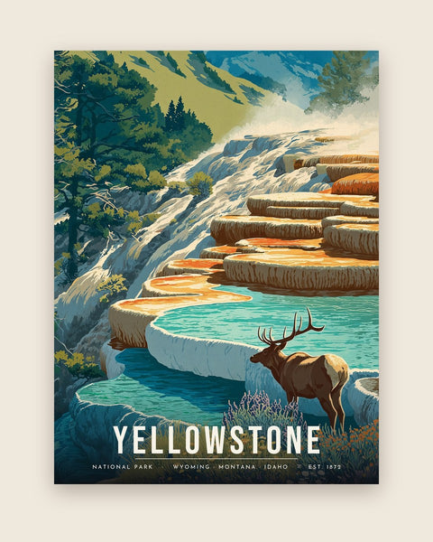 Yellowstone: Mammoth Hot Springs Elk poster, full artwork