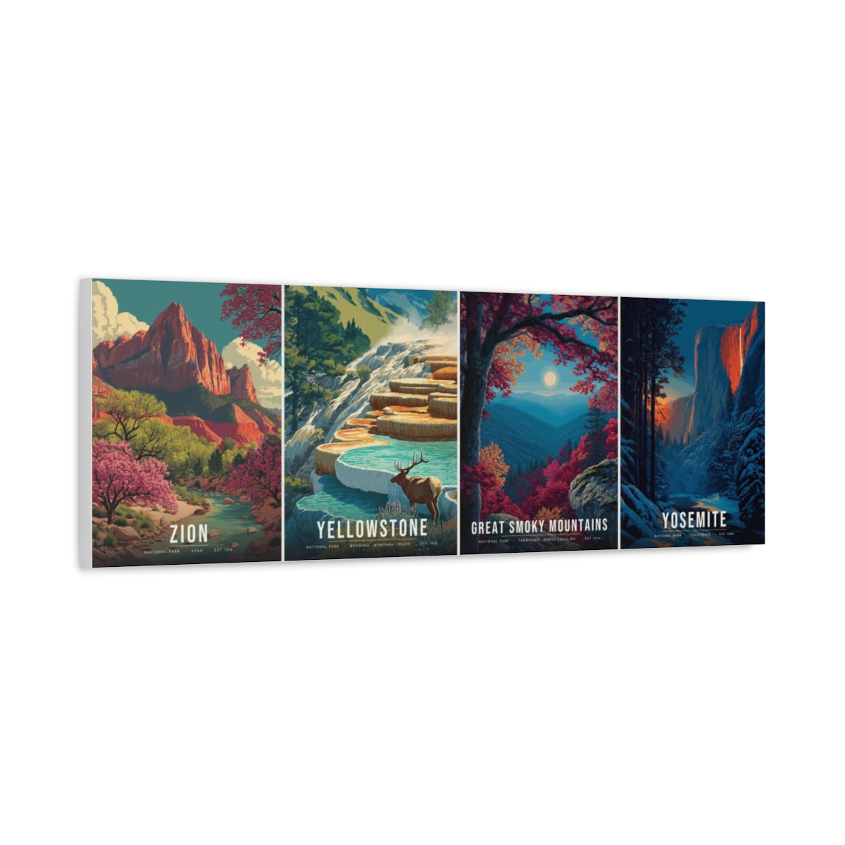 Four Seasons canvas, side view showing the 1.25 in frame depth