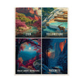 Four Seasons collage poster: Zion, Yellowstone, Great Smoky Mountains and Yosemite