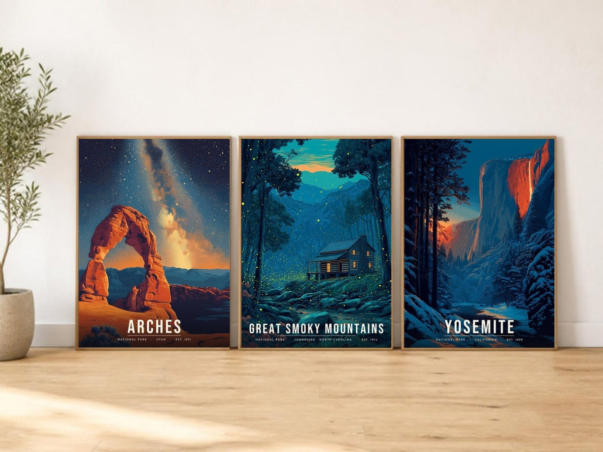 After Dark posters in frames leaning on a wooden floor (frames not included)